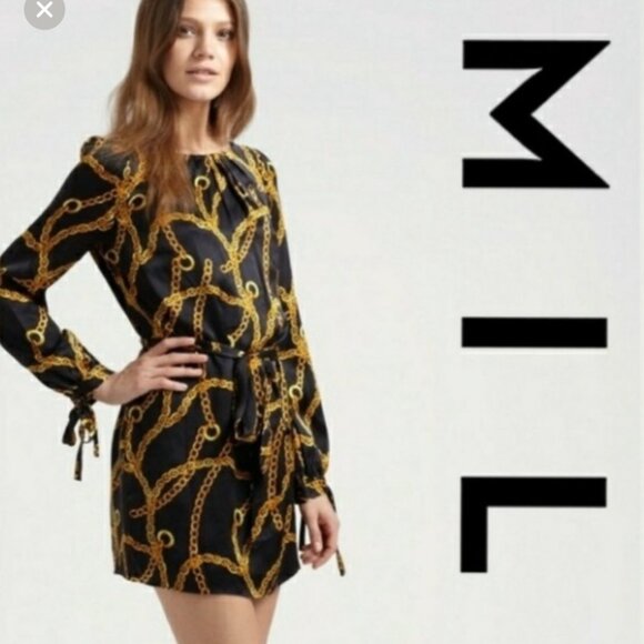 MILLY of New York Simone Chain Print Silk Tunic Dress Size 6 US $395 New